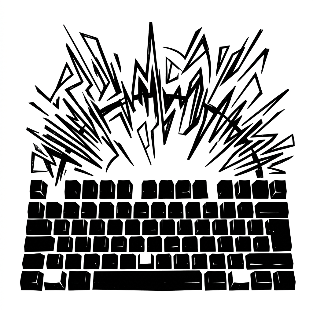 abstract brutalist keyboard emitting soundwaves